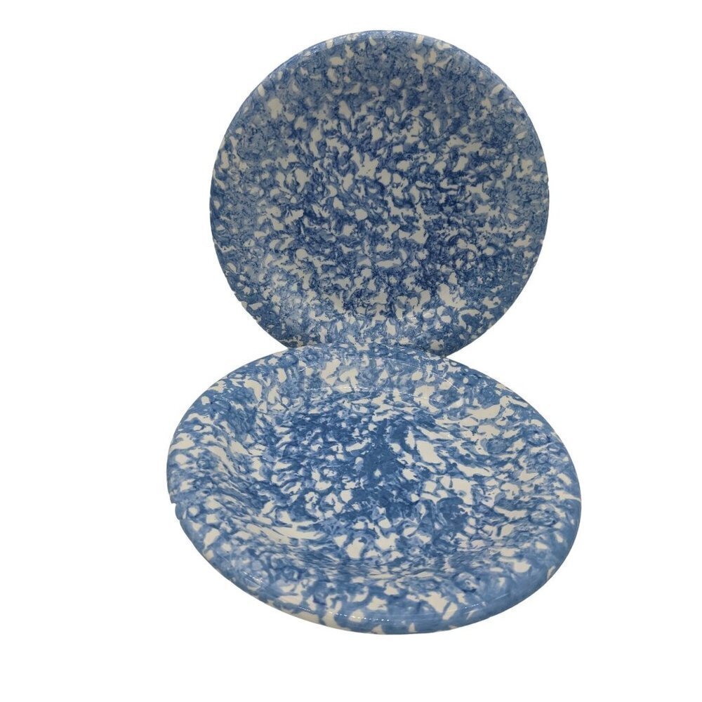 Bentson West Designs Blue Spongeware Splatter Dinner Plates‎ 10 Inch Set of 2